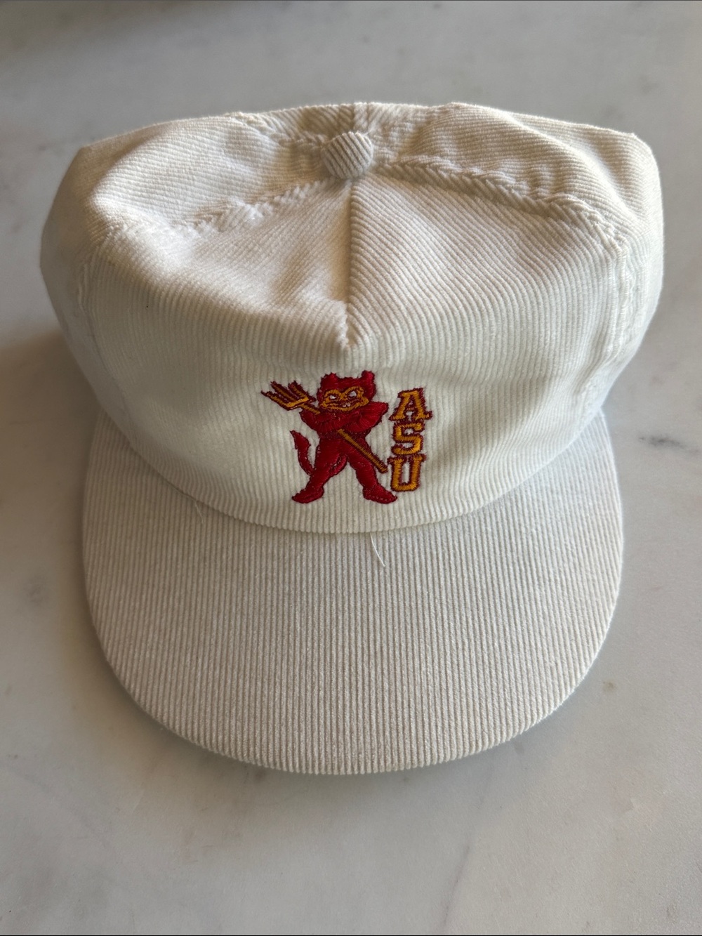 Vintage White Corduroy Sparky Arizona State University SnapBack Hat